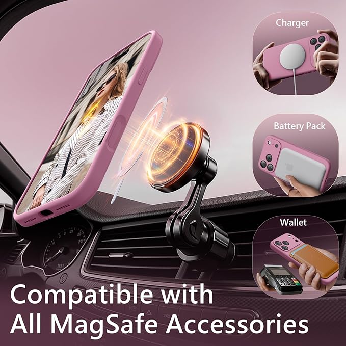FireNova Magnetic for iPhone 17 Pro Max Case, Compatible with MagSafe, [Integrated Silicone Camera Control Button] [Camera Protection] Anti-Scratch Microfiber Lining Phone Case, 6.9", Lilac Purple