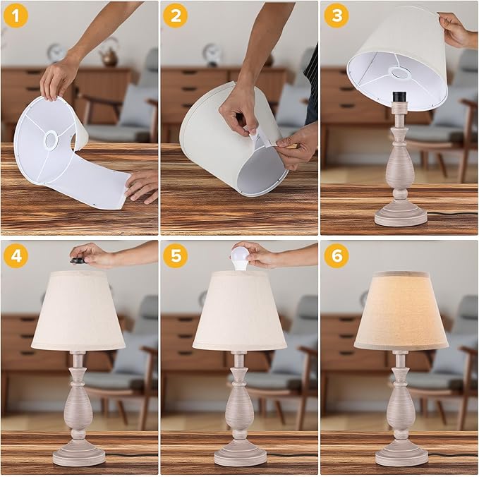 Farmhouse Table Lamps Set of 2, Touch Control & 3 Way Dimmable, Rustic Retro Bedside Lamps for Bedroom Living Room Office (Bulb Included)