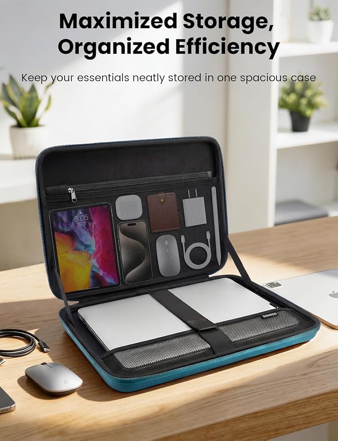 DOMISO Laptop Hard Case 17-17.3 inch Waterproof Shockproof Hard Shell Laptop Sleeve with Handle & Storage Pocket, Compatible with MacBook, HP, Dell, Teal
