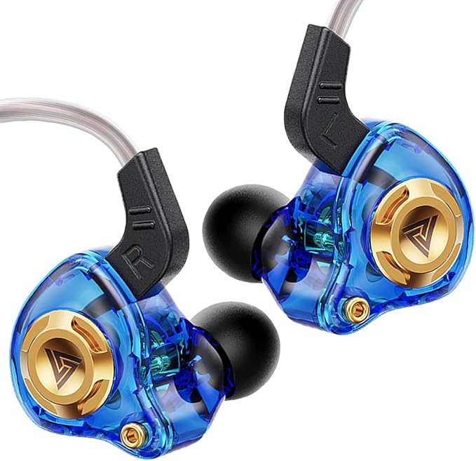 Wired IEM Earbuds, QKZ Ak6 SRS Gaming Headphones in-Ear Monitor with 11mm DD for Crystal Clear Hi-Res Sound,Earphones with Microphone&OFC Cable for Gaming,Video Musicians, Singers