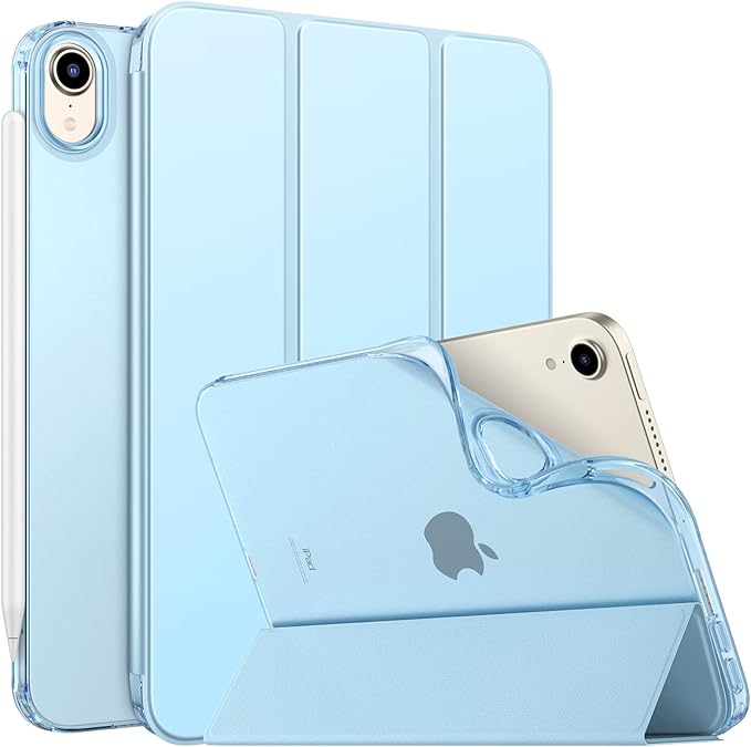 MoKo Case Fit New iPad mini 7 (A17 Pro) 2024, iPad mini 6th Generation Case 2021 (8.3-inch), iPad mini 6 Case, Soft TPU Translucent Frosted Back Cover Case for iPad mini 7th, Sky Blue