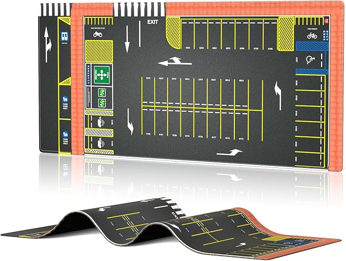 XXL 1/64 Scale Parking Lot Mouse Pad 90x40cm Non-Slip Rollable Desk Mat | Large Diorama Playmat for Hot Wheels, Matchbox, Mini GT, Tarmac, Inno64 and Diecast Car Collectors, Kids and Gamers