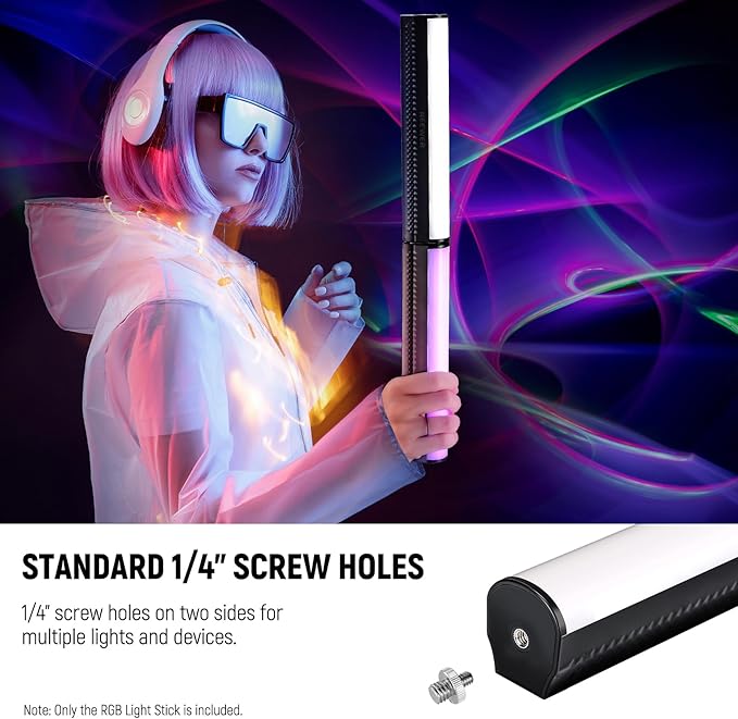 NEEWER RGB Light Wand, Magnetic Handheld Photography Video Light Stick, 2500K~8500K Dimmable CRI95+ Full Color LED Tube Light Bar with 2550mAh Battery, 17 Light Scenes for Vlog TikTok YouTube, TL20C