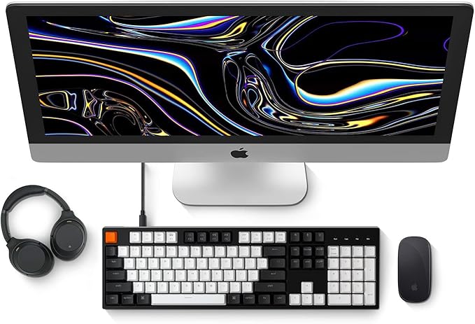 Keychron C2 Full Size Wired Mechanical Keyboard for Mac, Hot-swappable, Gateron G Pro Red Switch, White Backlight, 104 Keys ABS keycaps Gaming Keyboard for Windows,Type-C Braid Cable