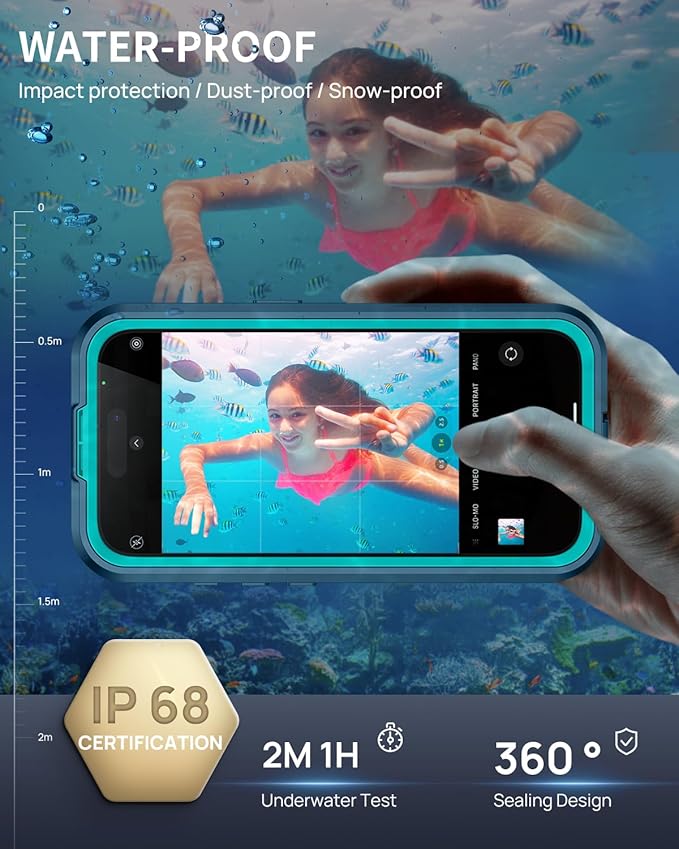 Lanhiem Magnetic for iPhone Air Phone Case, IP68 Waterproof Dustproof Phone, Compatible with Magsafe, Built-in Screen Protector, Full Body, Heavy Duty, Rugged Phone 17 Air Cover, 6.5 inch, Blue