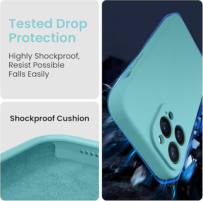 FireNova Designed for iPhone 14 Pro Max Case, Silicone Upgraded [Camera Protection] Case, Soft Anti-Scratch Microfiber Lining Inside, 6.7 inch, Sea Blue