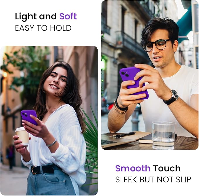 FireNova Designed for iPhone 15 Case, Silicone Upgraded [Camera Protection] Phone Case, Soft Anti-Scratch Microfiber Lining Inside, 6.1 inch, Neon Purple