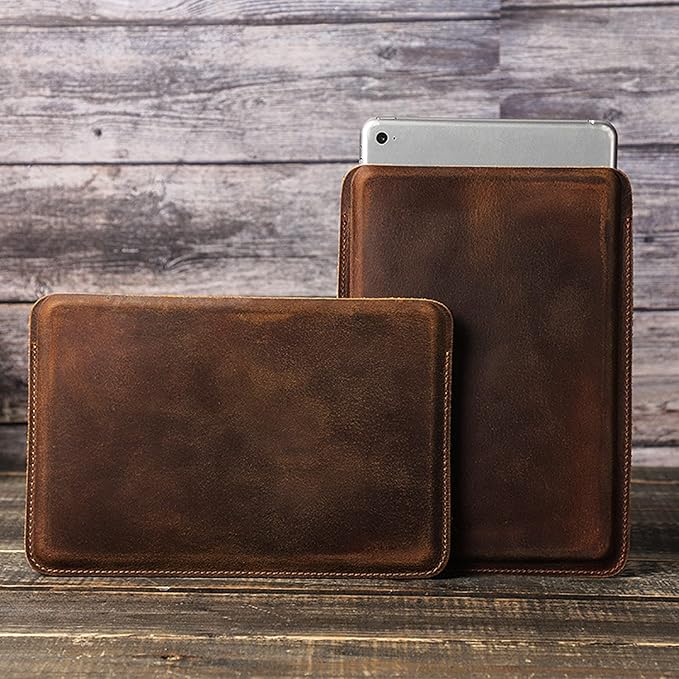 Top Grain Leather 8.3" Slim Tablet Case Protector, Solid Minimalist Vintage Design, Handmade, Compatible with 8.3" iPad mini 6 iPad mini 7.9" A1599 A1600 A1538 A1550 A2133, Coffee 8.3 Inch