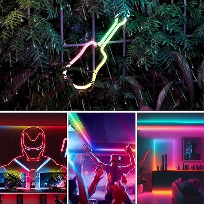 BTF-LIGHTING WS2811 IC RGB Chasing Color Neon Light 16.4FT DC24V 90IC 108LED/m T0817 IP67 Waterproof Flexible Addressable Rope LED Strip for Wall Bedroom Indoor DIY Decor (No Adapter or Controller)