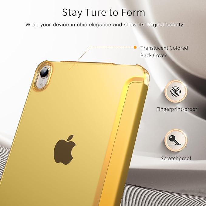 MoKo for iPad mini 7 (A17 Pro) Generation Case 2024, iPad mini 6 Case 2021, 8.3-inch Slim Lightweight Protective Hard Back PC Shell Stand Cover Support Touch ID, Auto Wake/Sleep, Mist Yellow