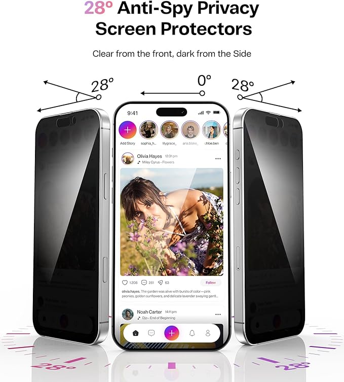 Meifigno Designed for iPhone 17 Case, [Glitter Card & Wrist Strap] [Compatible with MagSafe] [1HD+1X Privacy Screen Protectors] Surround Raised Lens Protection for iPhone 17 Case 6.3 Inch, Rose Gold