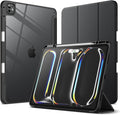 JETech Case for iPad Pro 13-Inch M5/M4 (2025/2024) with Pencil Holder, Clear Transparent Back Shell Slim Stand Shockproof Tablet Cover, Auto Wake/Sleep (Black)
