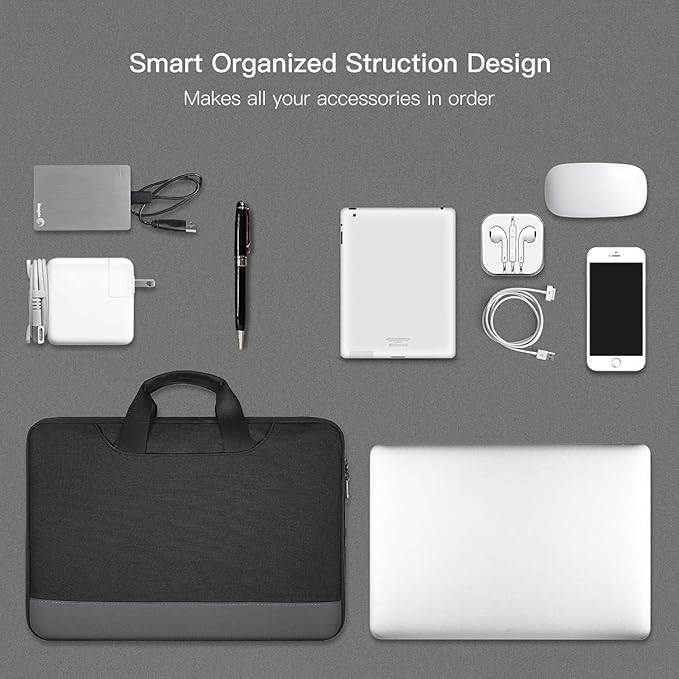 15.6 Inch Laptop Sleeve Bag, Men Women TSA Case for Macbook Pro 16 M5 M4 M3 M2 M1, Lenovo Ideapad 15.6, HP Envy/Victus 15.6, Acer Aspire/Nitro 5 15.6, Dell 15 16, ASUS Chromebook 15 16 Case, Black