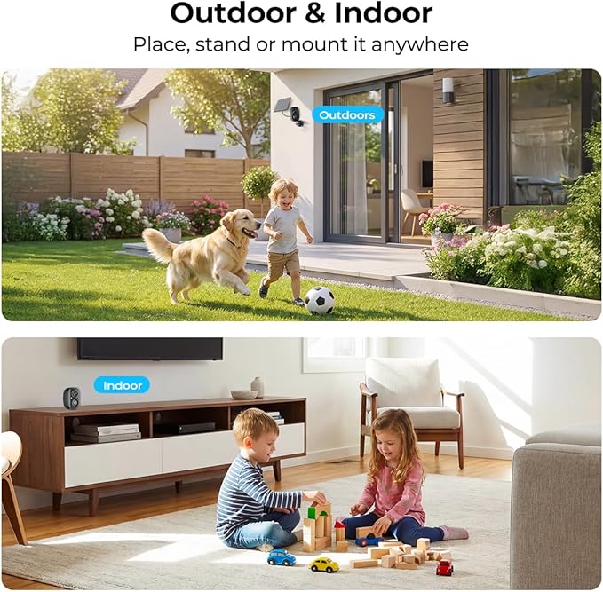 Security Cameras Wireless Outdoor 2K Solar Powered WiFi Cameras for Home Security,AI Motion Detection,Siren Alarm,Spotlight Color Night Vision,2-Way Audio,SD/Cloud Storage
