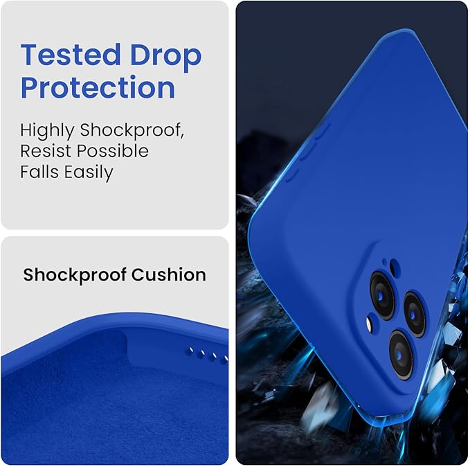 FireNova Designed for iPhone 15 Pro Max Case, Silicone Upgraded [Camera Protection] Phone Case, Soft Anti-Scratch Microfiber Lining Inside, 6.7 inch, Klein Blue