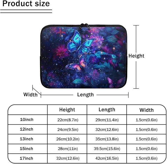 Butterfly Flower Laptop Sleeve 17 inch Lap Top Case for Women Girls Galaxy Computer Sleeve Slim Laptop Protector with Multiple Uses Laptop Carrying Case Briefcase, 2403080BZ1403051
