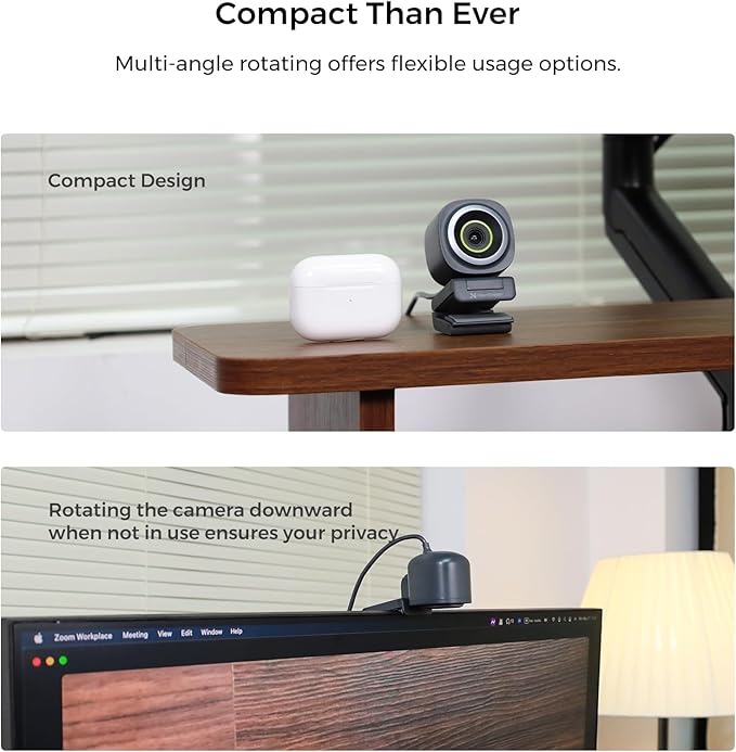 NearStream 2K Webcam for PC, Full HD 1080P Webcam with Noise-Canceling Mic, Auto Focus,Software Control, Adjustable FOV, Plug&Play, Compact Web Camera for Desktop Computer for Zoom/Skype/Teams (V02AF)