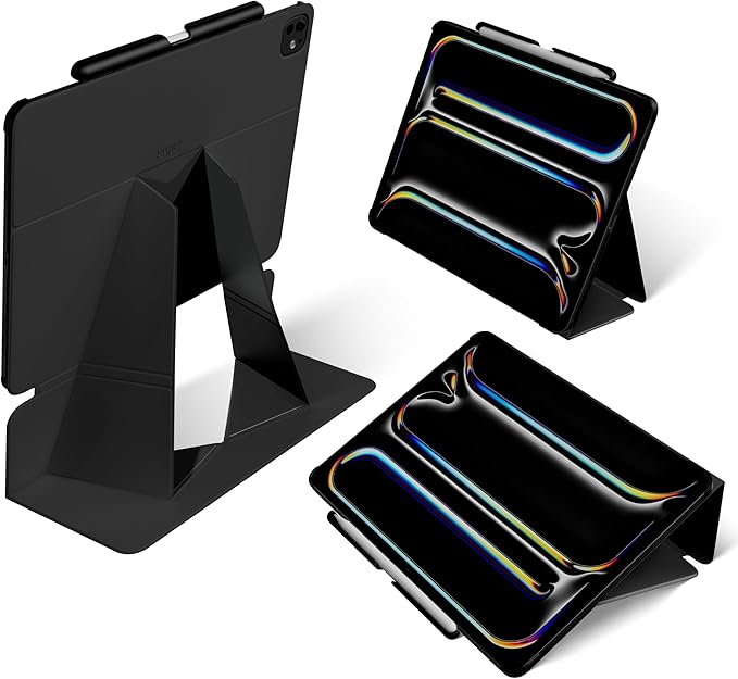 MOFT Folio Case iPad Air 11 Inch Case (M3/M2-2025/2024), iPad Air 5th Generation 2022/4th Gen 2020 10.9 Inch with Detachable Pencil Holder, Multi-Angle Viewing, Auto Sleep/Wake, Jet Black