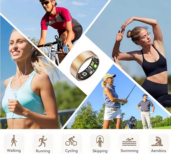 Smart Health Ring, Fitness Tracker with Heart Rate, Blood Oxygen, Blood Pressure, Sleep & Step Monitoring, Waterproof, Compatible with iOS & Android, No Subscription Required (Rose Gold, 11)