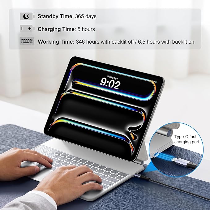 runelk Keyboard Case for iPad Pro 13-inch (M4 2024 / M5 2025), Magic-Style Magnetic Keyboard Case with Multi-Touch Trackpad, Floating Cantilever Stand Compatible with iPad Pro 13 - White