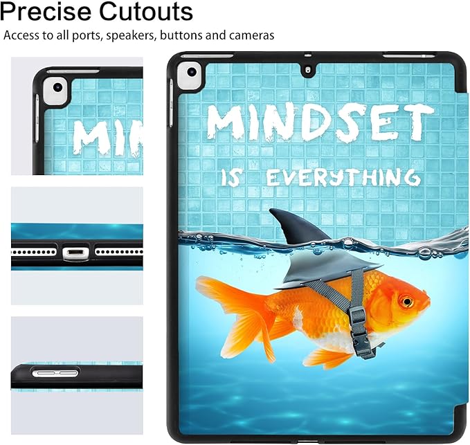 Vimorco for iPad 9th/8th/7th Generation Case 10.2 Inch, for iPad Pro 10.5 Inch Case, for iPad Air 3rd Generation Cases 10.5-inch Pencil Holder/4 Viewing Stands/Typing Stand/Slim, Goldfish as Shark