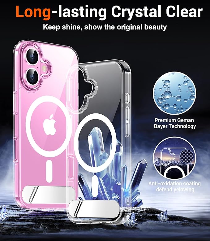 Magnetic Compatible with iPhone 16 Case, [Built-in Invisible Kickstand][Compatible with MagSafe] [Military Grade Shockproof] Slim Thin Phone Case for iPhone 16 6.1"
