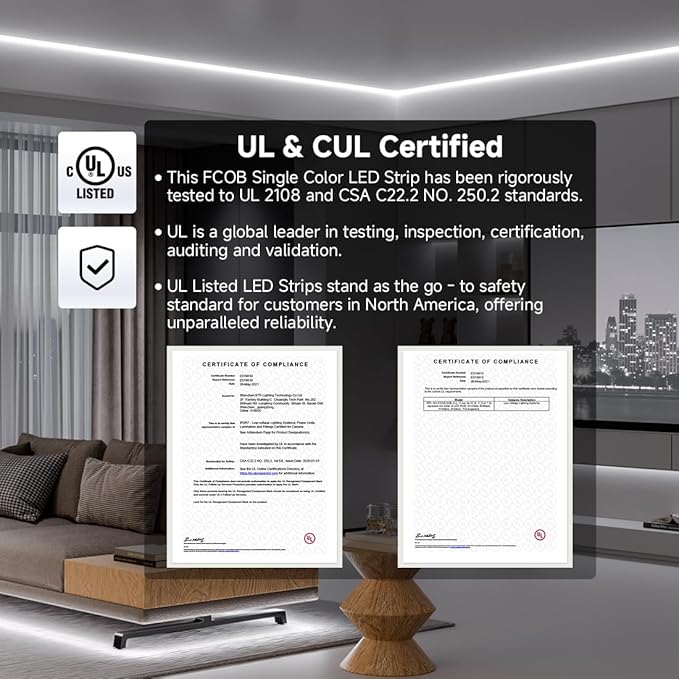 BTF-LIGHTING FCOB COB LED Strip Flexible High Density Uniform Light 9W/m 32.8FT DC24V Daylight White 5000K 480LEDs/m CRI 90+ 8mm Width Dimmable LED Ribbon for Indoor Decor(No Adapter or Controller)