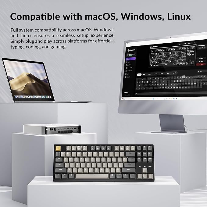 Keychron C1 Pro Wired Custom Mechanical Keyboard, TKL Layout QMK/VIA Programmable OEM Profile Double-Shot PBT Keycaps White LED Backlight with K Pro Red Switch for Mac Windows Linux