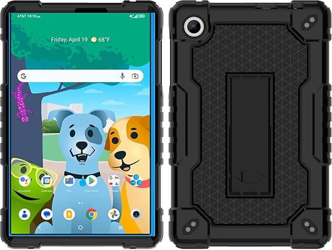 Case for for AT&T Amigo Jr. Tab 8 inch Tablet 9136K - [Built-in Kickstand] Anti Slip Kids Friendly Shockproof Silicone Protective Cover (Black)