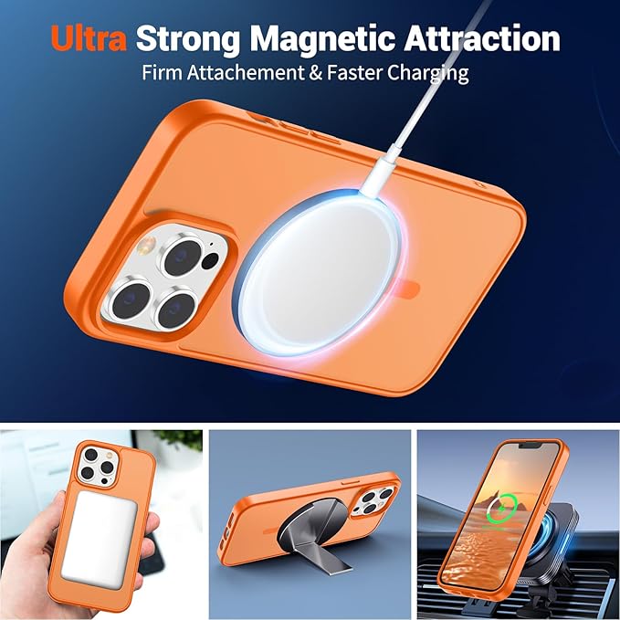 SUPFINE Magnetic for iPhone 12 Pro Max Case (Compatible with MagSafe) (Military Grade Drop Protection) Translucent Matte Shockproof Phone Cover,Starry Orange