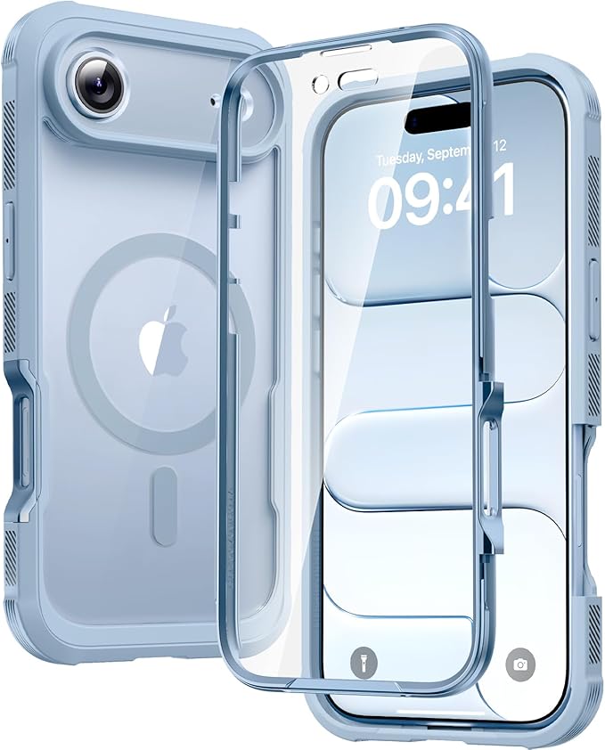 Diaclara Magnetic Designed for iPhone Air Case Full Body Bumper,[Compatible with MagSafe] Military Drop Proof Cover with Built-in Touch Sensitive Anti-Scratch Screen Protector for iPhone 17 Air Blue