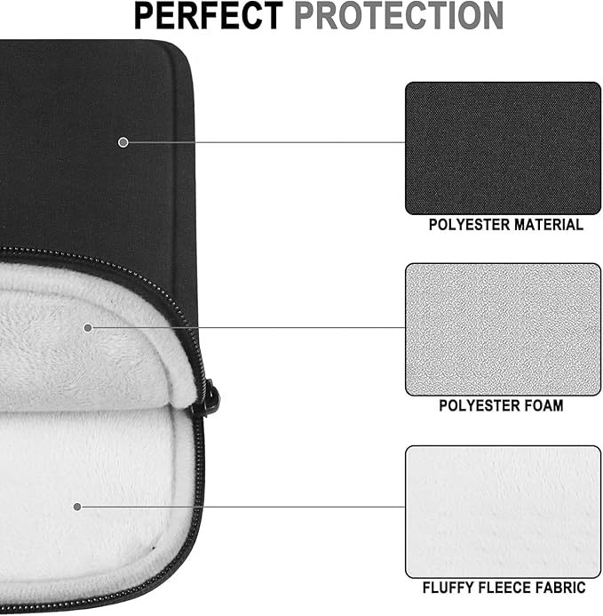Laptop Sleeve Case 15.4 Inch, Water Resistant Shockproof Protective Computer Cover with Handle, Traveling Carrying Sleeve with Pocket Portable Laptop Bag Compatible for 15 in HP, Dell, Asus, Black