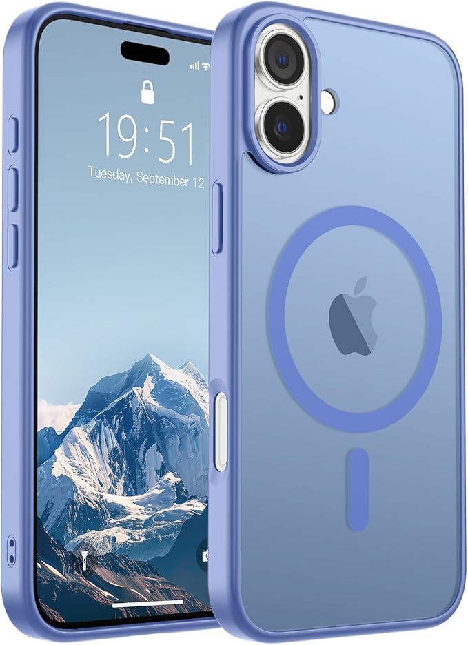 SUPFINE Magnetic for iPhone 16 Plus Case(Compatible with MagSafe) (Military Grade Drop Protection) Slim Translucent Matte Shockproof with Anti-Fingerprint Phone Case,Blue Purple