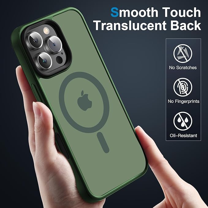Strong Magnetic for iPhone 16 Pro Max case [10Ft Military-Grade Protection] Compatible with fit MagSafe Shockproof Slim Thin Cover case for iPhone 16 Pro Max 6.9 inch,Alpine Green