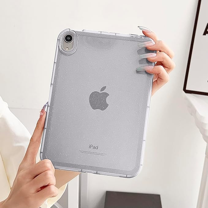 for iPad (A16) 11th Generation Case 11 inch 2025/ iPad 10th Generation 10.9 inch (2022), Glitter Soft TPU Back Shockproof Cover Bling Sparkly Flexible Silicone Lightweight Thin Shell, White