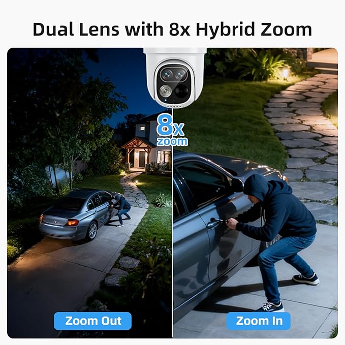 SV3C Security Cameras Wireless Outdoor, 2K Dual Lens Camera for Home Security with Solar Powered, Auto Tracking, 360°Pan & Tilt, No Subscription Fees, Color Night Vision, 2-Way Audio, (Add-on Camera)