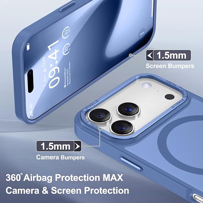 Newfuture Magnetic for iPhone 17 Pro Case [Compatible with Magsafe] [Military Grade Drop Protection] Translucent Matte Anti-Scratch Shockproof Protective Phone Cover 6.3 Inch, Light Blue