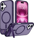 Magnetic Compatible with iPhone 16 Plus Case, [Built-in Invisible Kickstand][Compatible with MagSafe][Military Grade Shockproof] Slim Translucent Matte Phone Case for iPhone 16 Plus 6.7"