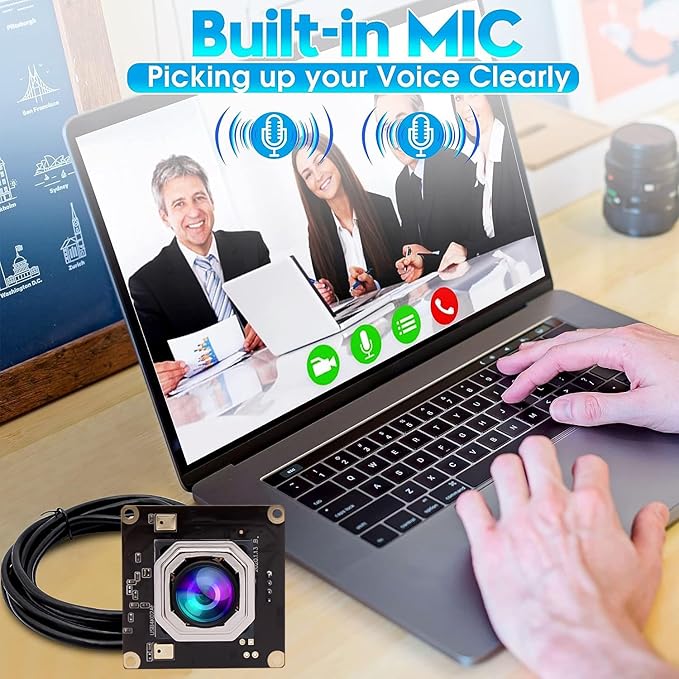 ELP 4K USB Camera Module Autofocus w/Microphone Computer Mini USB2.0 Webcam Board 8mp Industrial Lightburn Camera IMX415 Audio Video Webcamera