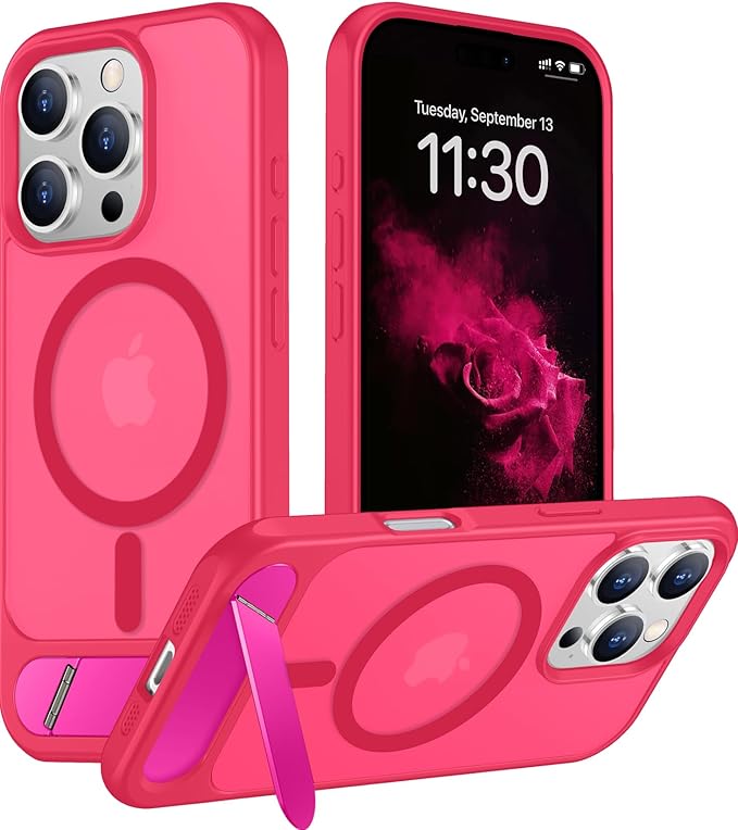 Magnetic Compatible with iPhone 16 Pro Case, [Built-in Invisible Kickstand][Compatible with MagSafe][Military Grade Shockproof] Slim Translucent Matte Phone Case for iPhone 16 Pro 6.3"