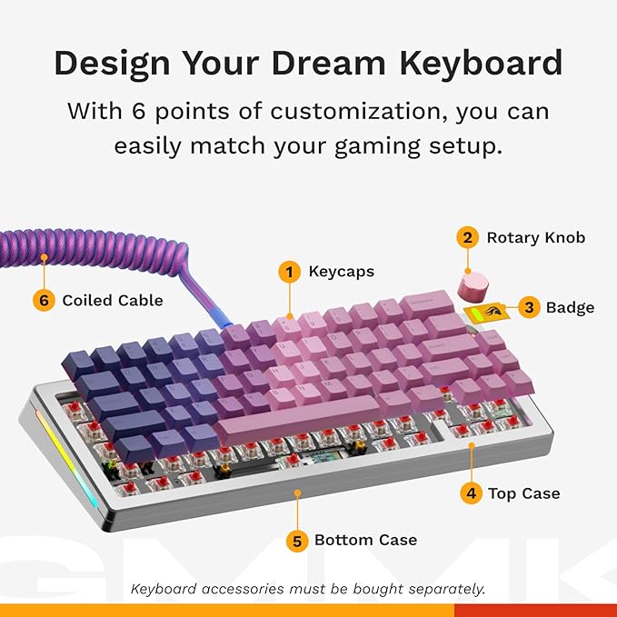 GLORIOUS Gaming - GMMK 3 PRO HE: Wireless Gaming Keyboard Rapid Trigger, Hall Effect, Aluminum Body, 8K Polling Rate, Hotswap MX & Magnetic Switches, Adjustable Actuation, ANSI 65% Compact (Silver)