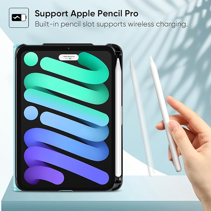 Fintie Folio Case for iPad Mini 7 (A17 Pro, 7th Generation) 2024 / iPad Mini 6 (6th Gen) 8.3 Inch, Multi-Angle Smart Stand Cover with Pencil Holder & Pocket, Auto Sleep/Wake, Blossom