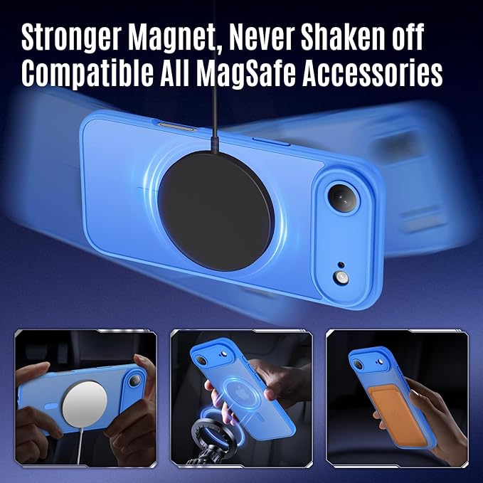 Symcele Designed for iPhone Air Case, Compatible with MagSafe, [Camera Protection] [15FT Military Drop Protection] Shockproof Translucent Matte Anti-Slip Thin Slim Phone Case, 6.5", Blue