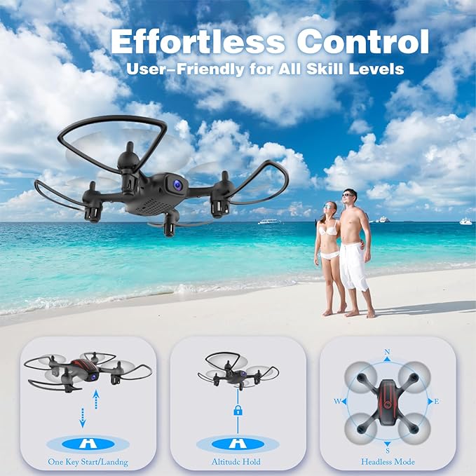 Drones for Kids 8-12, Drone with Camera 1080P for Kids Adults, FPV Drone with 2 Batteries, Mini Drone Gesture Photo, Wifi RC Quadcopter, 3 Speed Mode, 3D Flips, Altitude Hold, Kids Drones for Boys