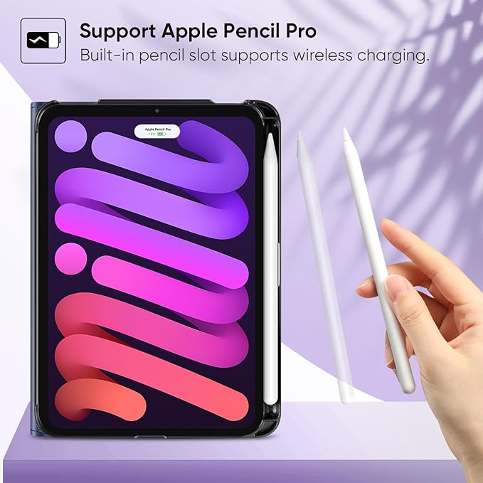 Fintie Folio Case for iPad Mini 7 (A17 Pro, 7th Generation) 2024 / iPad Mini 6 (6th Gen) 8.3 Inch, Multi-Angle Smart Stand Cover with Pencil Holder & Pocket, Auto Sleep/Wake, Hibiscus
