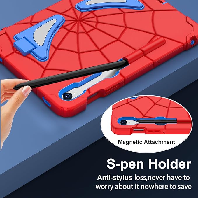 AKABEILA Compatible with Samsung Galaxy Tab S10 FE 2025/Tab S10 Lite 2025 Tablet Case，Lightweight Shockproof Rugged Protective Cover with Kickstand for Kids Children Boys Babies Red Blue