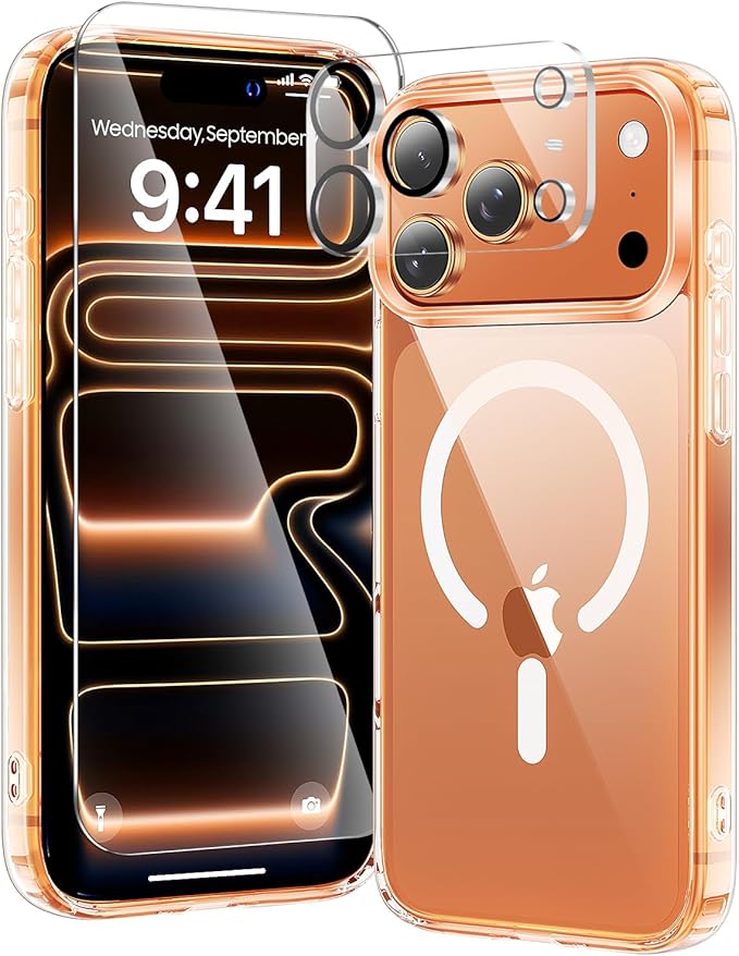 toushion 3 in 1 for iPhone 17 Pro Max Case Clear,Fits MagSafe, Not Yellowing, Screen Protector*1 Camera Lens Protector*1, Military-Grade Protection for Phone Cover 6.9 inch