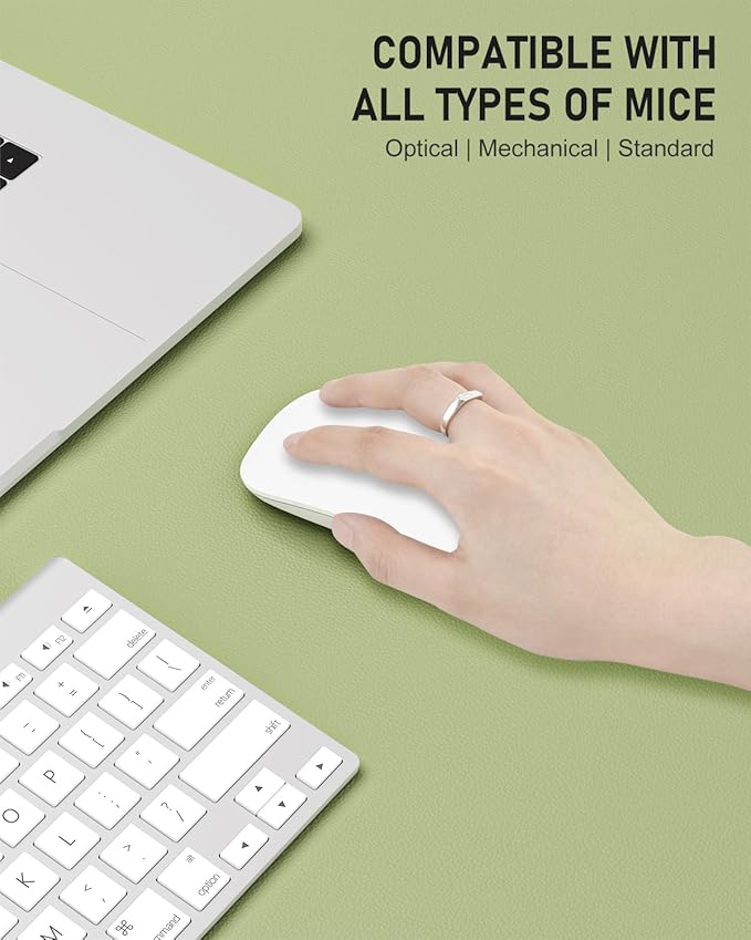 Desk Pad, 23.6" x 13.8" PU Leather Non-Slip Desk Mat Large Mouse Pad for Desktop, Waterproof Laptop Computer Writing Mat for Office, Home, Work, Gaming, Green