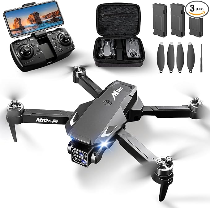 Drones with Camera for Adults,Foldable Drone for Beginners with 3 Batteries 36-Min Flight Time,2K HD FPV Transmission Drone,Mini RC Quadcopter with Gesture Selfie,One Key Start,Altitude Hold,3D Flips,3 Speed Modes Easier to use,Black