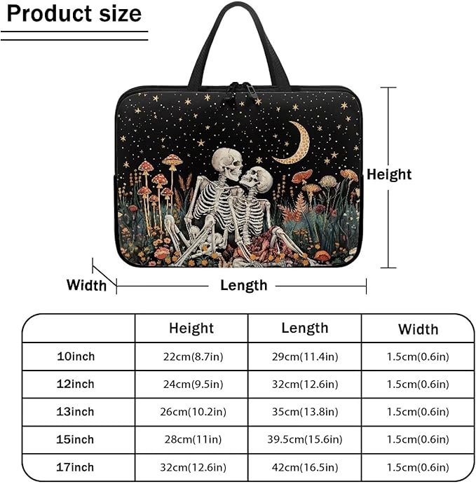 Starry Night Laptop Sleeve Bag with Handle Computer Protective Soft Cover Case for Women Men Skeleton Floral Compatible Sleeve Bag Laptop Carrying Case, 17 Inch